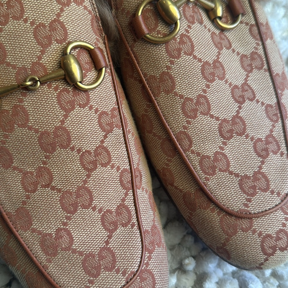 Gucci Women's Tan Fur-Lined Loafers - Picture 7 of 7